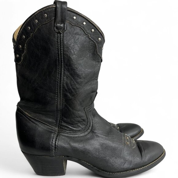 Dingo Vintage Leather Black Studded Western Cowgirl Cowboy Boots Women's 7.5 M - Picture 3 of 13